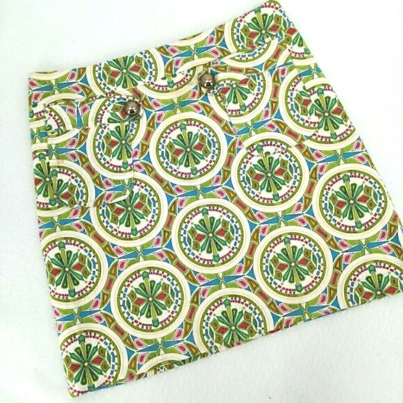 Melly M Women's 2 Colorful Geometric Button Skirt - Picture 2 of 10